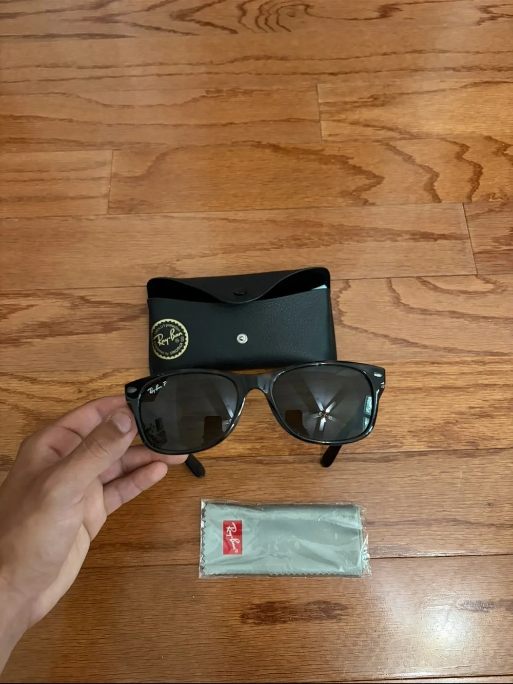 Ray-Ban RB2132 New Wayfarer Polarized Black Sunglasses Made in Italy